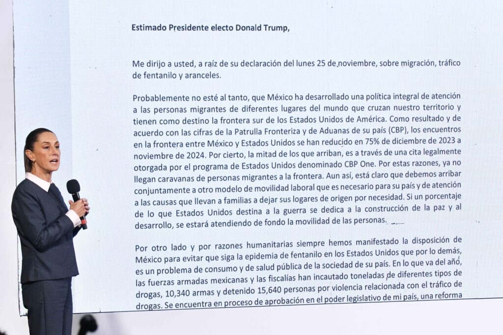 Carta de Sheinbaum a Trump: “No es con amenazas ni con aranceles”