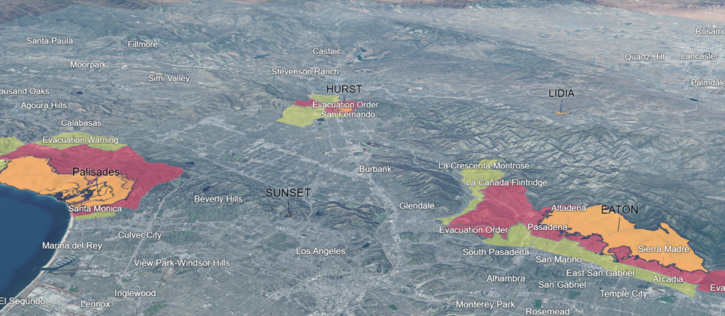 Cinco incendios acechan la ciudad de Los Ángeles, California