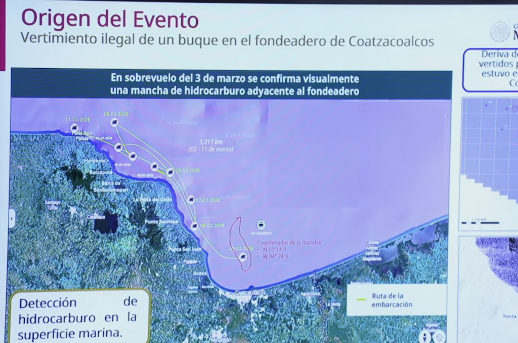 Un barco y chapopoteras, responsables del derrame de petróleo en Veracruz, dice la Marina Un barco y chapopoteras, responsables del derrame de petróleo en Veracruz, dice la Marina