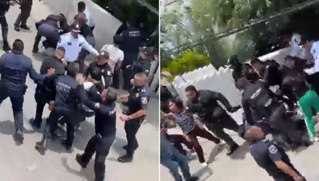 La policía de Huixquilucan golpea a estudiantes del Conalep en manifestación